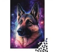 Adult Jigsaw Puzzle 1000 Colourful Galaxy German Shepherd Puzzle Jigsaws Puzzles for Adults Educational Game Challenge Toy 1000pcs (38x26cm)
