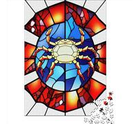 Adult Jigsaw Puzzle 1000 Crab Stained Glass Style Puzzle Jigsaws Puzzles for Adults Educational Game Challenge Toy 1000pcs (38x26cm)