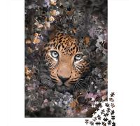 Adult Jigsaw Puzzle 1000 Flowered Leopard Puzzle Jigsaws Puzzles for Adults Educational Game Challenge Toy 1000pcs (38x26cm)