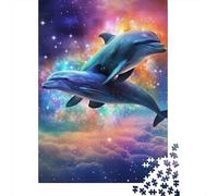 Adult Jigsaw Puzzle 1000 Galaxy Dolphin Puzzle Jigsaws for Adults Educational Game Challenge Toy 1000pcs (38x26cm)