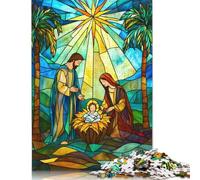 Adult Jigsaw Puzzle 1000 'Nativity Stained Glass Puzzle Jigsaws Puzzles for Adults Educational Game Challenge Toy 1000pcs (75x50cm)