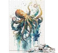 Adult Jigsaw Puzzle 1000 Octopus in Watercolor Puzzle Jigsaws Puzzles for Adults Educational Game Challenge Toy 1000pcs (75x50cm)