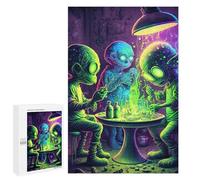 Adult Jigsaw Puzzle, 1000 PCS, Featuring Aliens Conducting Experiments Artwork, A Focused Activity for Patient Adult Puzzlers, for Indoor Play