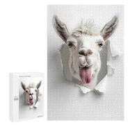 Adult Jigsaw Puzzle, 1000 PCS, Featuring Funny Alpaca Bursting Through Paper Artwork, Versatile Leisure for Adults Who Enjoy Jigsaws, at Home