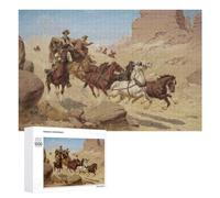 Adult Jigsaw Puzzle, 1000 PCS, Featuring Indians Attack Stagecoach Artwork, A Creative Way to Unwind after A Busy Day, for Indoor Play