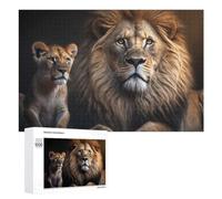 Adult Jigsaw Puzzle, 1000 PCS, Featuring Lions Father And Cub Artwork, A Creative Way to Unwind after A Busy Day, for Quiet Evenings