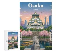 Adult Jigsaw Puzzle, 1000 PCS, Featuring Osaka Castle And Cherry Blossoms Artwork, A Creative Way to Unwind after A Busy Day, for Quiet Evenings