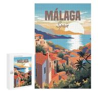 Adult Jigsaw Puzzle, 1000 PCS, Featuring Spain Malaga Travel Artwork, An Absorbing Project for Relaxed Weekends, for Family Nights