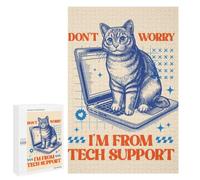 Adult Jigsaw Puzzle, 1000 PCS, Featuring Tech Support Cat Poster, Funny IT Humor Wall Art, Geek Office Decor Laptop Cat P Artwork, Classic Jigsaw Entertainment for The Home, for Indoor Play