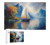 Adult Jigsaw Puzzle, 1000 PCS, Featuring The Lonely Sailing Ship Artwork, A Creative Way to Unwind after A Busy Day, for Family Nights