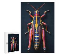 Adult Jigsaw Puzzle, 1000 PCS, Featuring Vibrant Multicolored Grasshopper Macro Photography Artwork, A Creative Way to Unwind after A Busy Day, for Quiet Evenings