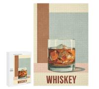 Adult Jigsaw Puzzle, 1000 PCS, Featuring Whiskey Glass with Ice Cubes Artwork, Versatile Leisure for Adults Who Enjoy Jigsaws, at Home