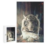 Adult Jigsaw Puzzle, 1000 PCS, Featuring White Tiger in Serenity Artwork, Classic Jigsaw Entertainment for The Home, for Family Nights