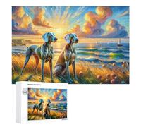 Adult Jigsaw Puzzle, 1000 PCS, with Detailed Beach Sunset with Dogs Artwork, A Creative Way to Unwind after A Busy Day, for Puzzle Fans