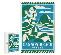 Adult Jigsaw Puzzle, 1000 PCS, with Detailed Cannon Beach Oregon Vintage Poster Artwork, A Creative Way to Unwind after A Busy Day, for Family Fun