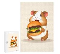 Adult Jigsaw Puzzle, 1000 PCS, with Detailed Cute Hamster Eating Burger Artwork, A Creative Way to Unwind after A Busy Day, for Cosy Nights