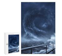 Adult Jigsaw Puzzle, 1000 PCS, with Detailed Dramatic Hurricane Over The Ocean Artwork, An Engaging Indoor Activity for Quiet Evenings, at Home