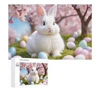 Adult Jigsaw Puzzle, 1000 PCS, with Detailed Easter Bunny with Eggs-14 Artwork, A Creative Way to Unwind after A Busy Day, for Puzzle Fans
