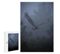 Adult Jigsaw Puzzle, 1000 PCS, with Detailed Owl Flying through Misty Forest Artwork, A Creative Way to Unwind after A Busy Day, for Cosy Nights
