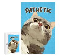 Adult Jigsaw Puzzle, 1000 PCS, with Detailed Pathetic Cat Looking Down Art Artwork, A Creative Way to Unwind after A Busy Day, for Family Fun