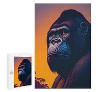 Adult Jigsaw Puzzle, 1000 PCS, with Detailed Sunset Gorilla Magic Artwork, An Absorbing Project for Relaxed Weekends, at Home