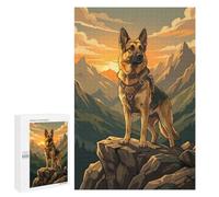 Adult Jigsaw Puzzle, 1000 PCS, with Detailed The Mountain Sentinel German Shepherd Artwork, An Enjoyable Family Activity for Time Spent Together