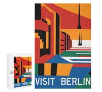 Adult Jigsaw Puzzle, 1000 PCS, with Detailed VISIT BERLIN Poster Artwork, A Creative Way to Unwind after A Busy Day, for Cosy Nights