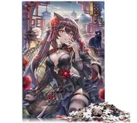 adult jigsaw puzzle 1000 Piece Jigsaw Puzzle Genshin Impact Hu Tao Wooden Jigsaw Puzzle Suitable for adults and children over 12 years old challenging Size: 50x75cm