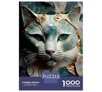 Adult Jigsaw Puzzle 1000 Pieces, Abstract Cat Gem Kintsugi Artwork, Stress Relief Activity, Festive Season Fun, Premium Thick Cardboard, 70x50cm/1000pcs