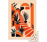Adult Jigsaw Puzzle, 1000 Pieces, Abstract Mediterranean Stairway with Plants, 38x26cm/1000pcs, Shared Puzzle Activity, Time Around The Table And Friends And Family