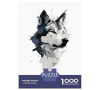 Adult Jigsaw Puzzle 1000 Pieces, Abstract Wolf Vector Portrait in Watercolor Style Artwork, Creative Leisure Activity, Christmas Puzzle Collection, Pieces, 52x38cm/1000pcs