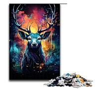 Adult Jigsaw Puzzle 1000 Pieces, Adult Jigsaw Puzzle Colorful Psychedelic Deer in The Storm 1000 Piece Puzzle Game