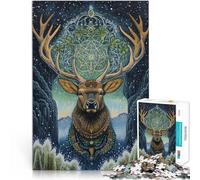 adult jigsaw puzzle 1000 pieces Ancient colored elk Made of cardboard，for 14+ Perfect decoration Christmas game Presents for Women。size：26x38cm/10.24x14.96inch