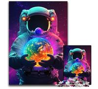 Adult Jigsaw Puzzle 1000 Pieces Astronaut Holding The Earth Cardboard Puzzles Adult Game Gift Family Interactive Game Brain Challenge Gift 26X38CM