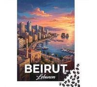 Adult Jigsaw Puzzle, 1000 Pieces, Beirut Cityscape at Sunset, 52x38cm/1000pcs, Shared Puzzle Activity, Time Around The Table And Time Together