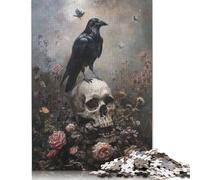 Adult Jigsaw Puzzle 1000 Pieces Black Crow On Skull Puzzles Jigsaw Puzzles for Adults Teenagers 1000pcs (75x50cm)
