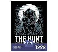 Adult Jigsaw Puzzle 1000 Pieces, Black Panther The Hunt Never Ends Artwork, Relaxing Puzzle Experience, Festive Season Fun, Durable Puzzle Pieces, 52x38cm/1000pcs