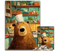 Adult Jigsaw Puzzle 1000 Pieces Brown Bear Playing with Toilet Paper Wooden Puzzles Fun Games, Is Ideal As A Gift for The Whole Family for for Age 14 50X75CM