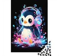 Adult Jigsaw Puzzle, 1000 Pieces, Bubble Penguin Headphones, 70x50cm/1000pcs, Shared Puzzle Activity, Time Around The Table And Weekend Downtime