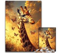 Adult Jigsaw Puzzle 1000 Pieces Butterfly Giraffe Cardboard Puzzles Fun Games, Is Ideal As A Gift for The Whole Family for for Age 14 26X38CM