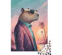 Adult Jigsaw Puzzle, 1000 Pieces, Capybara in Suit with Sunglasses, 38x26cm/1000pcs, Shared Puzzle Activity, Time Around The Table And Friends And Family
