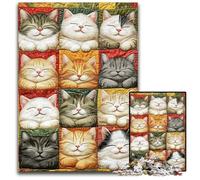 Adult Jigsaw Puzzle 1000 Pieces Cat Collage Wooden Puzzles Adult Game Gift Family Interactive Game Brain Challenge Gift 50X75CM