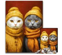 Adult Jigsaw Puzzle 1000 Pieces Cat Couple Cardboard Puzzles Fun Games, Is Ideal As A Gift for The Whole Family for for Age 14 26X38CM