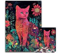 Adult Jigsaw Puzzle 1000 Pieces Cat Sitting Among Flowers Wooden Puzzles Educational Challenge, Deal As Gifts for The Whole Family for 14+ 50X75CM