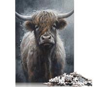 Adult Jigsaw Puzzle 1000 Pieces Charcoal Highland Cow Puzzle Jigsaws Brain Teaser Puzzles For Adults 1000pcs (75x50cm)