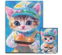 Adult Jigsaw Puzzle 1000 Pieces Chef Cat Cardboard Jigsaw Puzzles for Challenging Family Activity Games Colorful DIY 26X38CM