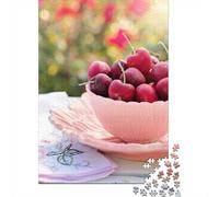 Adult Jigsaw Puzzle, 1000 Pieces, Cherries in Pink Bowl, 52x38cm/1000pcs, Shared Puzzle Activity, Time Around The Table And Friends And Family