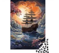 Adult Jigsaw Puzzle, 1000 Pieces, Cherry Blossom Pirate Ship, 38x26cm/1000pcs, Family Activity, Time Around The Table And Couples And Families