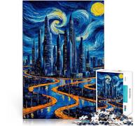 adult jigsaw puzzle 1000 pieces City of the Night Stars Made of cardboard for age 14 years and over Tough challenge learning educational Gift。size:26x38cm/10.24x14.96inch