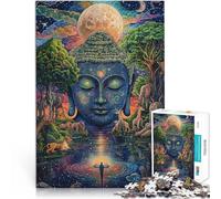 adult jigsaw puzzle 1000 pieces Colorful Buddha Statue Made of wood for age 14 years and over Challenging game and family game great size：50x75cm/19.68x29.52inch